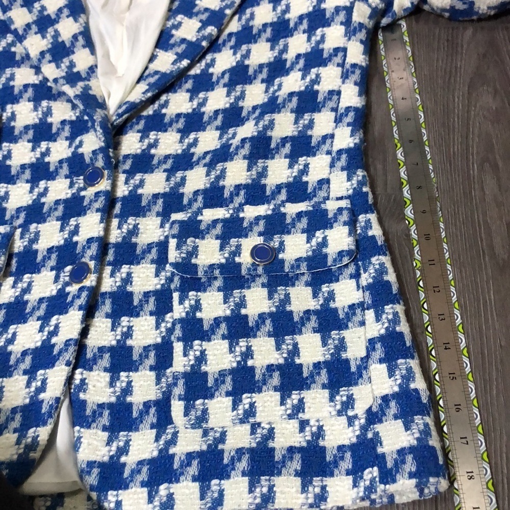 Joie houndstooth blue white oversized blazer - Picture 17 of 17